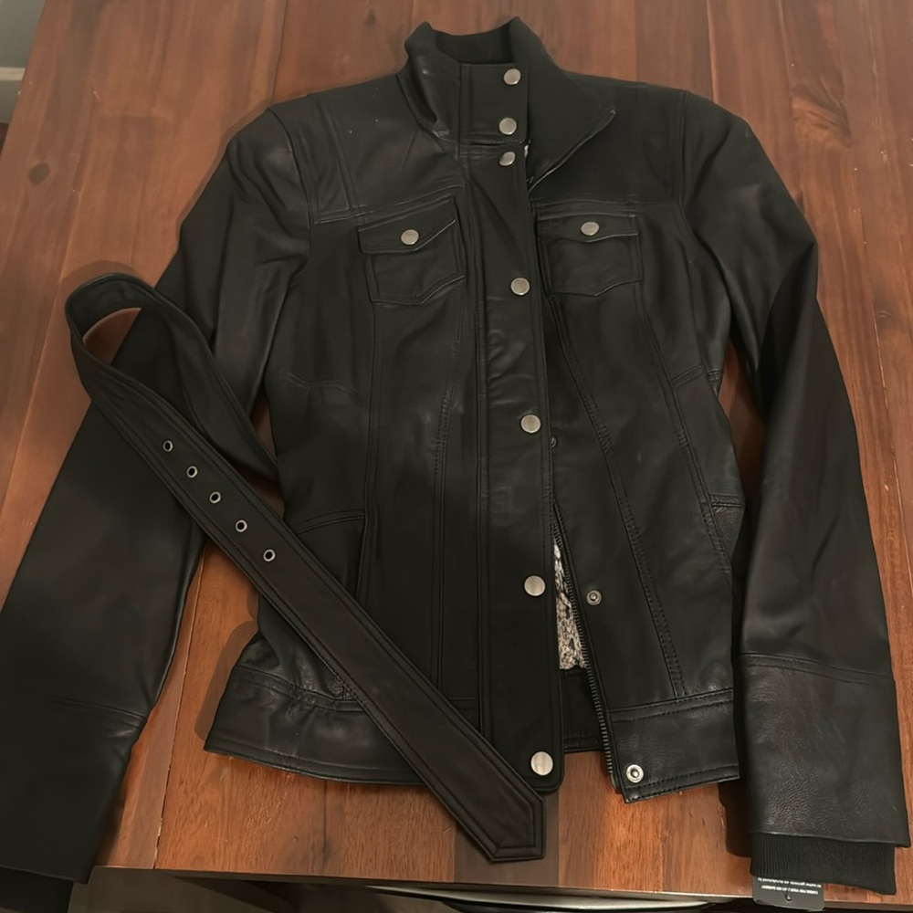 NWT black rivet leather jacket